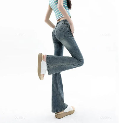 Cotton Denim Flared Pants