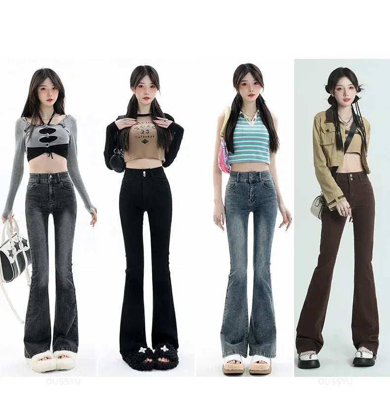 Cotton Denim Flared Pants
