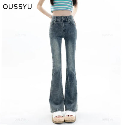 Cotton Denim Flared Pants