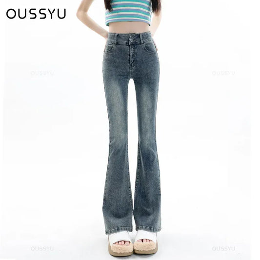 Cotton Denim Flared Pants