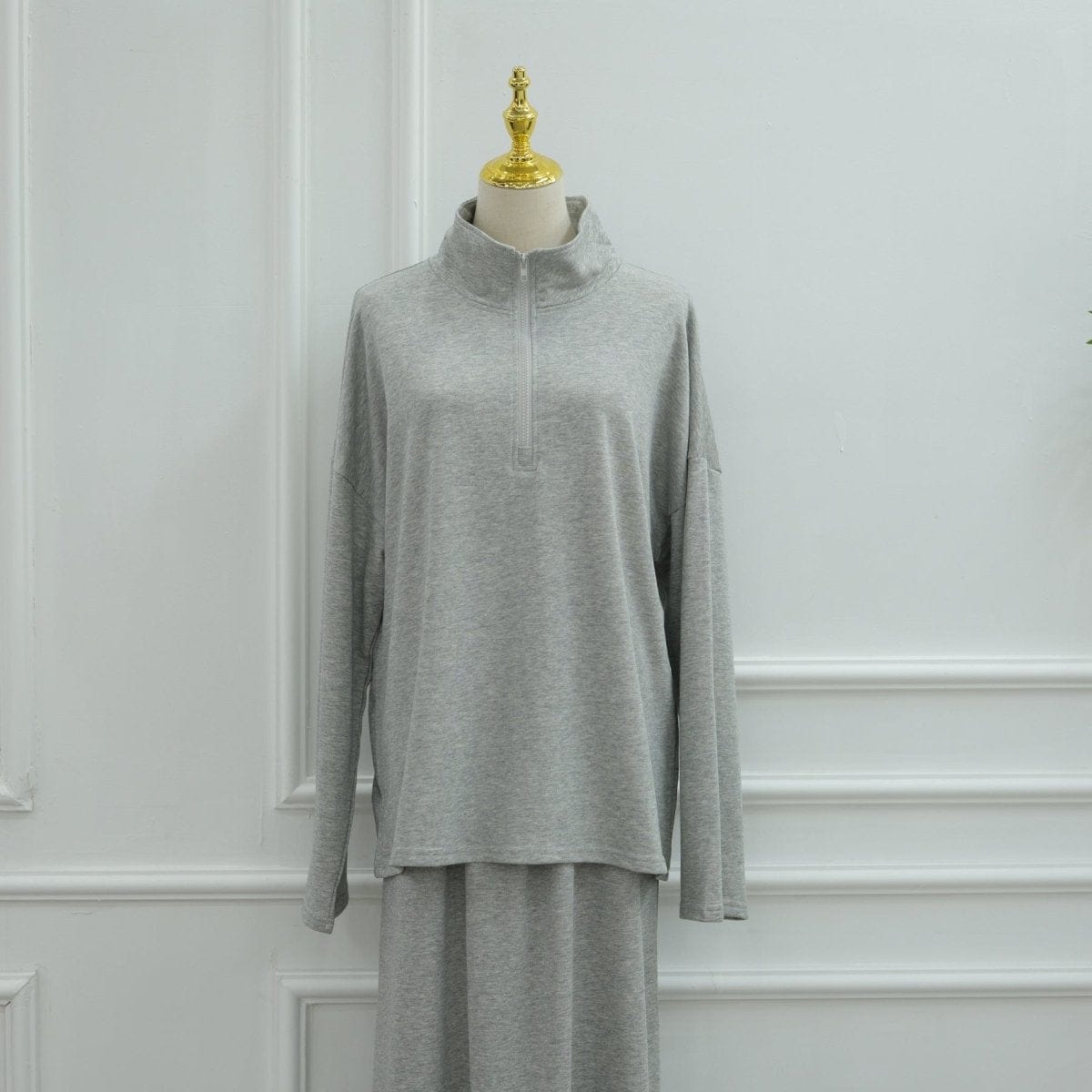 Cotton Half-Zip Top & Maxi Skirt Set(MS441) - A-1 Thread Vault