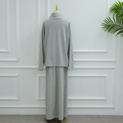 Cotton Half-Zip Top & Maxi Skirt Set(MS441) - A-1 Thread Vault