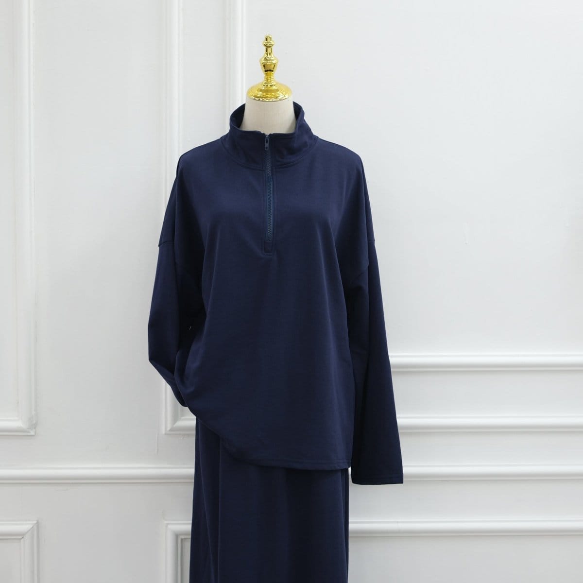 Cotton Half-Zip Top & Maxi Skirt Set(MS441) - A-1 Thread Vault