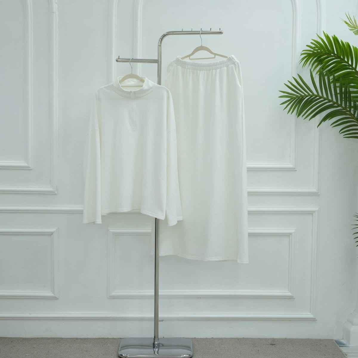 Cotton Half-Zip Top & Maxi Skirt Set(MS441) - A-1 Thread Vault