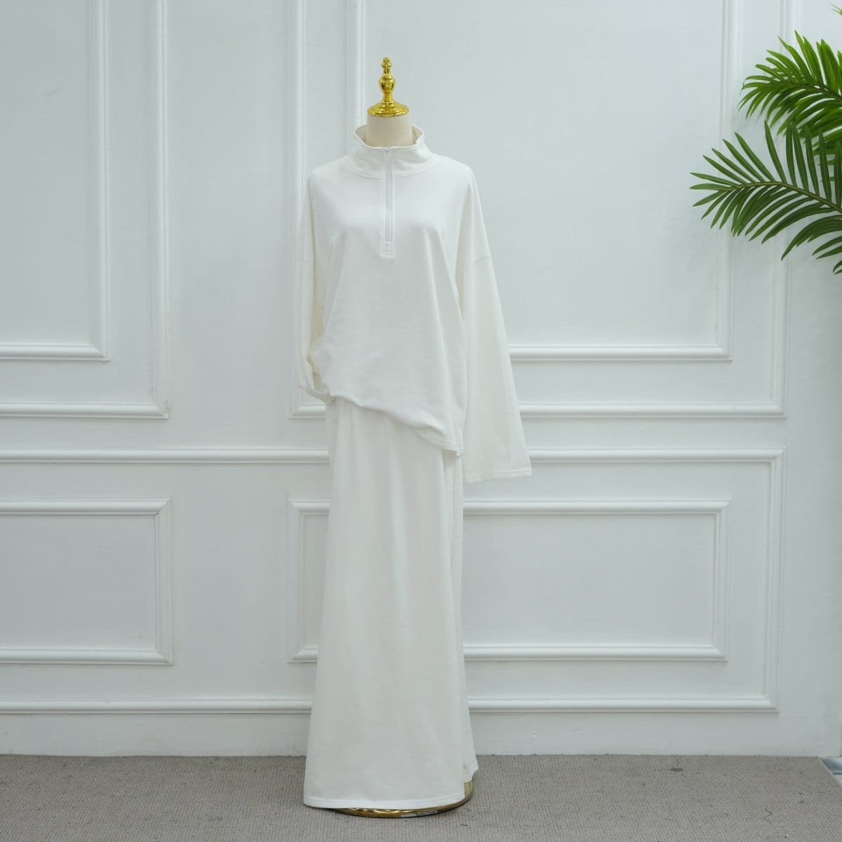 Cotton Half-Zip Top & Maxi Skirt Set(MS441) - A-1 Thread Vault
