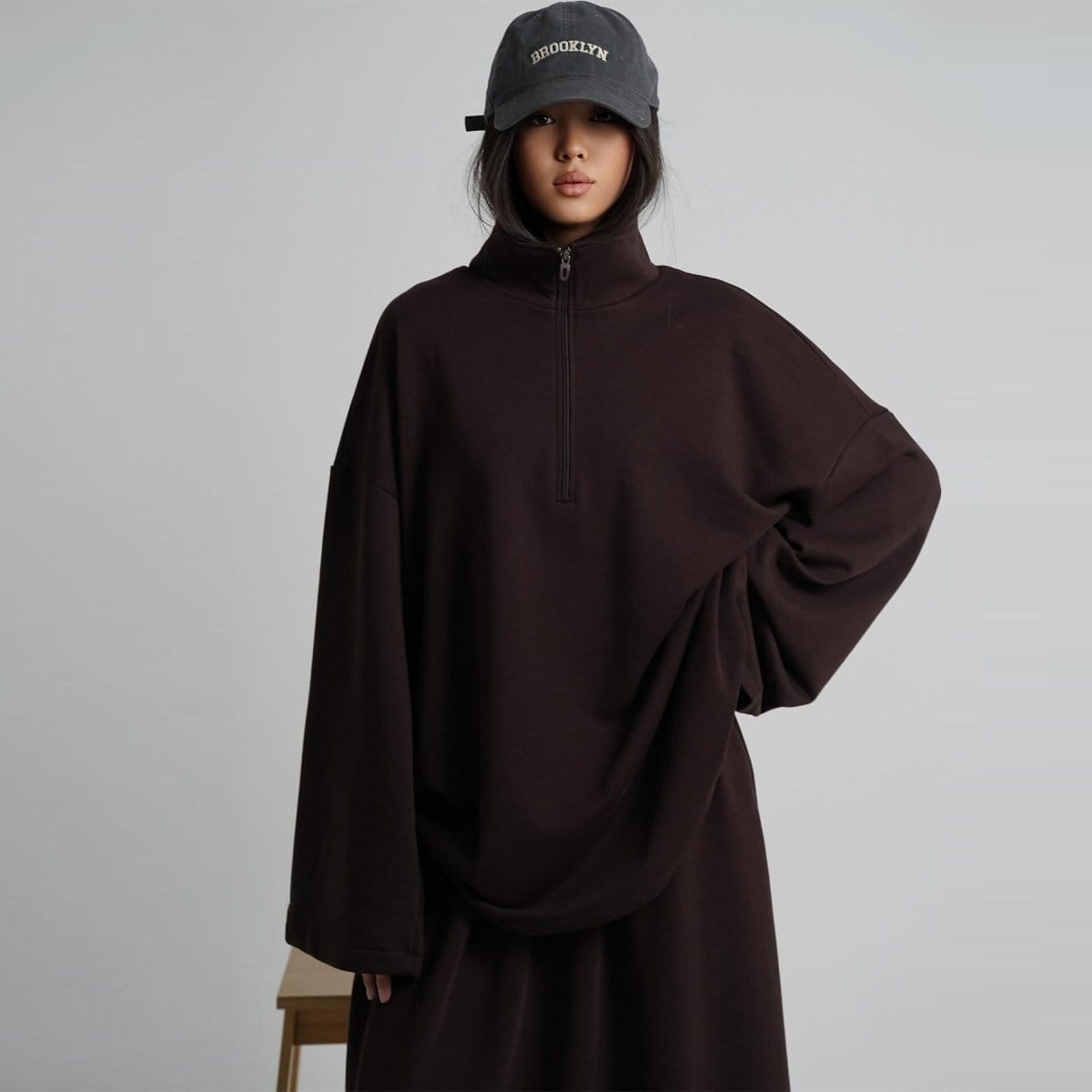 Cotton Half-Zip Top & Maxi Skirt Set(MS441) - A-1 Thread Vault