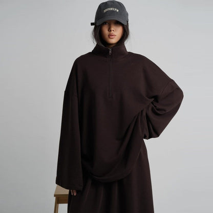 Cotton Half-Zip Top & Maxi Skirt Set(MS441) - A-1 Thread Vault