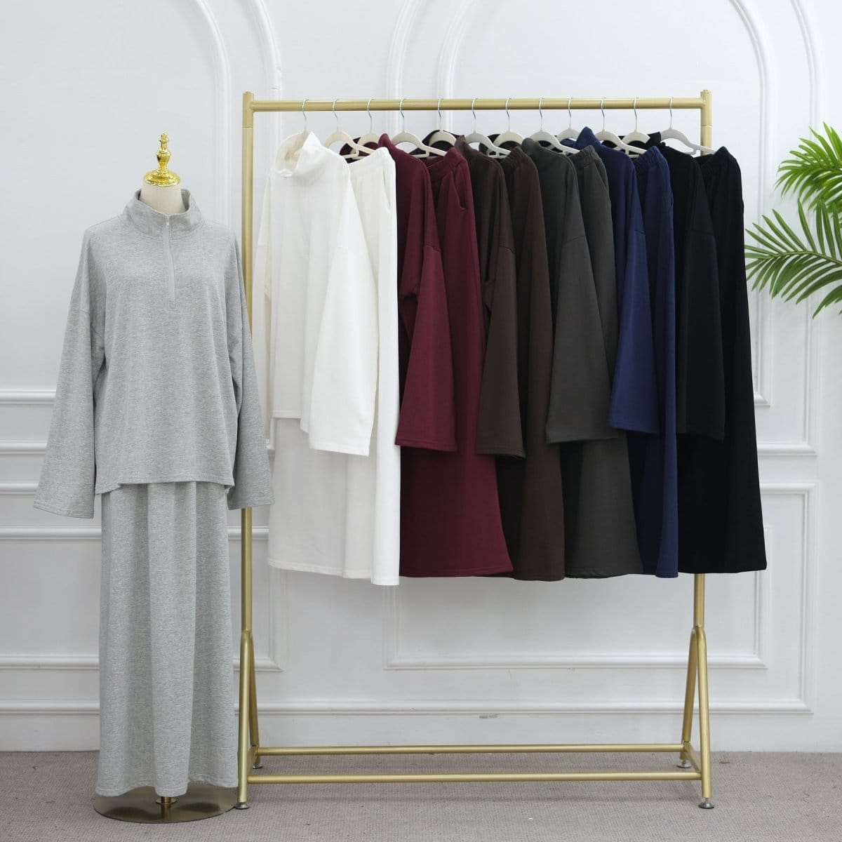 Cotton Half-Zip Top & Maxi Skirt Set(MS441) - A-1 Thread Vault