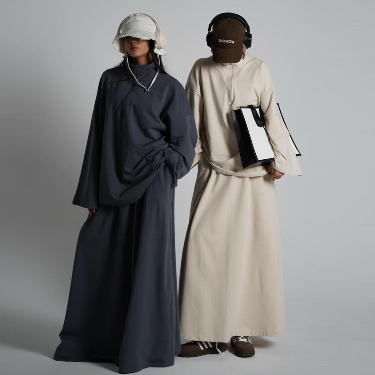 Cotton Half-Zip Top & Maxi Skirt Set(MS441) - A-1 Thread Vault