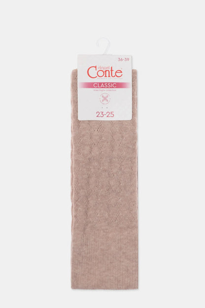 Cotton Knee Highs Conte Classic 010 - Cotton Blend and Knitted Pattern - A-1 Thread Vault