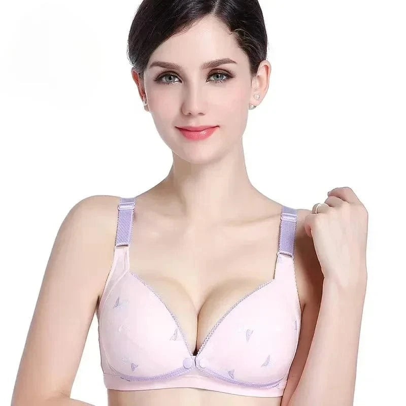 Cotton Nursing Bra Summer Breathable Breastfeeding Bras Women Maternity Plus Big Size Easy Feeding Wire Free - A-1 Thread Vault