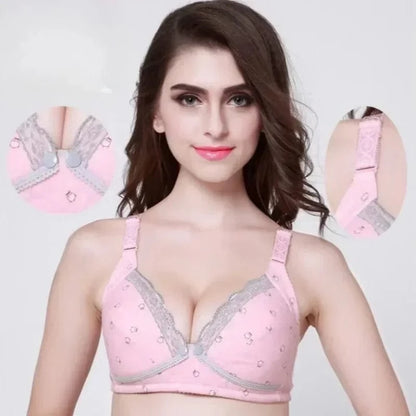 Cotton Nursing Bra Summer Breathable Breastfeeding Bras Women Maternity Plus Big Size Easy Feeding Wire Free - A-1 Thread Vault