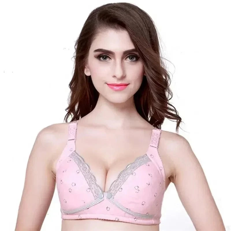 Cotton Nursing Bra Summer Breathable Breastfeeding Bras Women Maternity Plus Big Size Easy Feeding Wire Free - A-1 Thread Vault