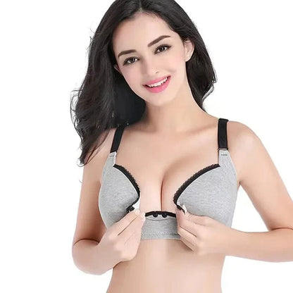 Cotton Nursing Bra Summer Breathable Breastfeeding Bras Women Maternity Plus Big Size Easy Feeding Wire Free - A-1 Thread Vault