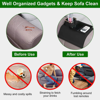 Couch Arm Cup Holder Tray Anti-spill Anti-slip Silicone Armrest Remote Snack Organizer - A-1 Thread Vault