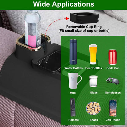 Couch Arm Cup Holder Tray Anti-spill Anti-slip Silicone Armrest Remote Snack Organizer - A-1 Thread Vault