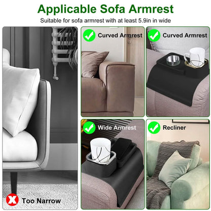 Couch Arm Cup Holder Tray Anti-spill Anti-slip Silicone Armrest Remote Snack Organizer - A-1 Thread Vault