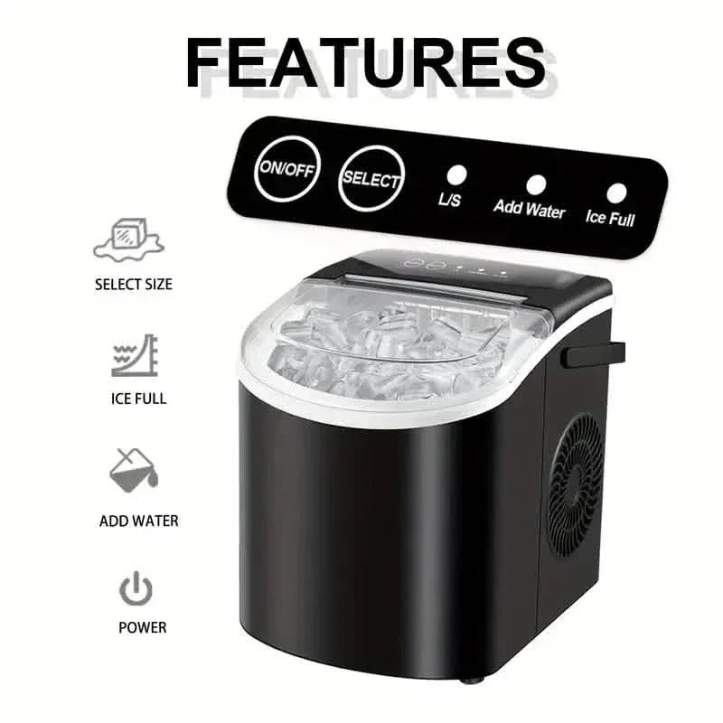 Countertop Portable Ice Maker – 26lb/24h, 9 Cubes/6min, Black - A-1 Thread Vault