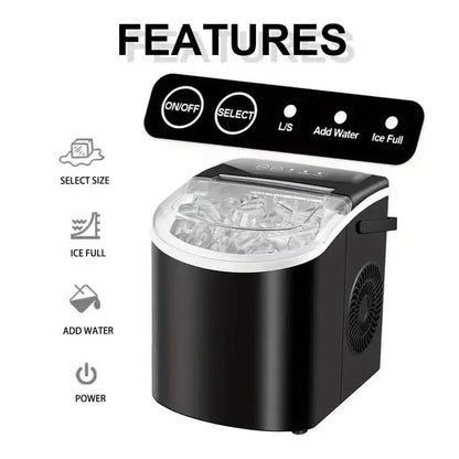 Countertop Portable Ice Maker – 26lb/24h, 9 Cubes/6min, Black - A-1 Thread Vault