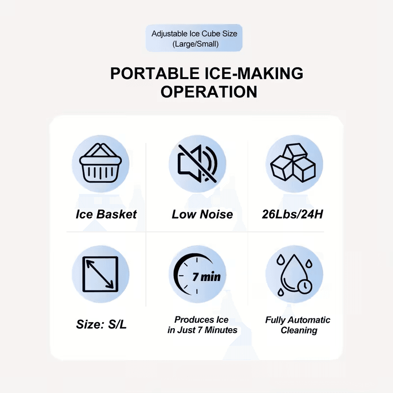 Countertop Portable Ice Maker – 26lb/24h, 9 Cubes/6min, Black - A-1 Thread Vault