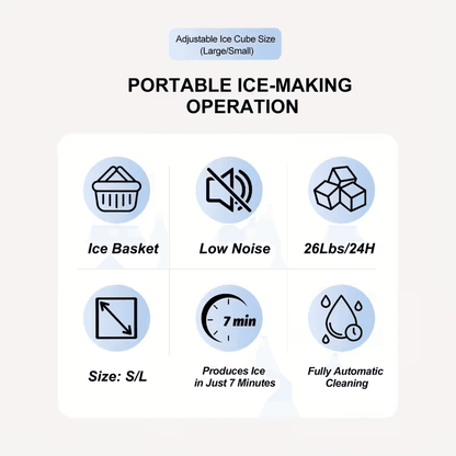 Countertop Portable Ice Maker – 26lb/24h, 9 Cubes/6min, Black - A-1 Thread Vault