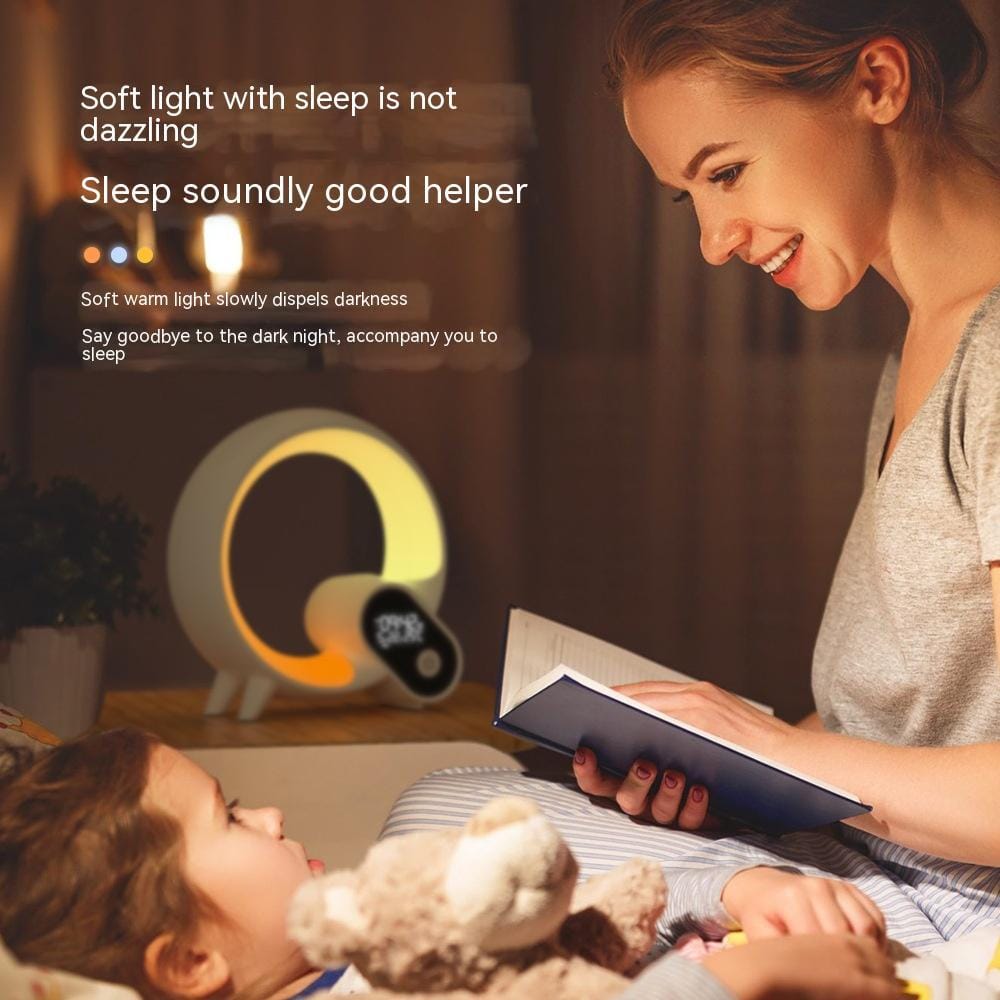Creative Q Light Analog Sunrise Digital Display Alarm Clock Bluetooth Audio Intelligent Wake-up Q Colorful Atmosphere Light - A-1 Thread Vault