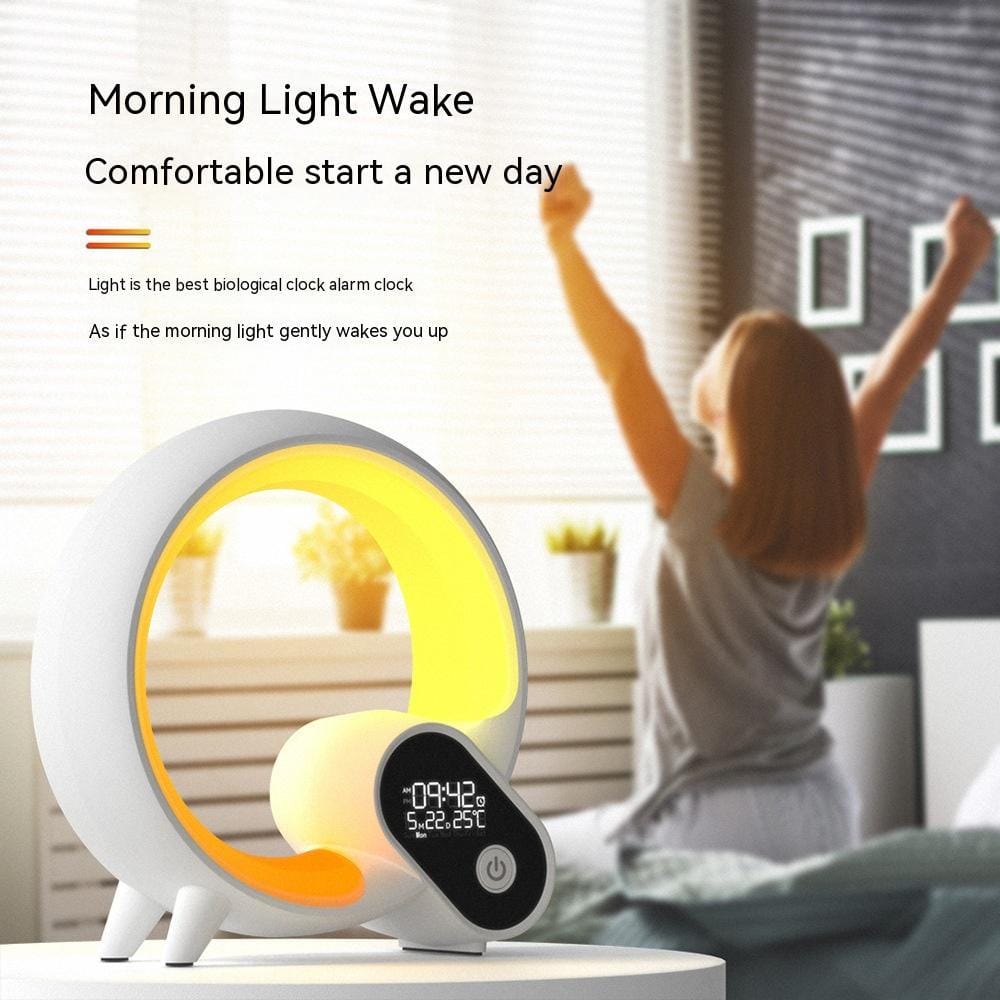 Creative Q Light Analog Sunrise Digital Display Alarm Clock Bluetooth Audio Intelligent Wake-up Q Colorful Atmosphere Light - A-1 Thread Vault