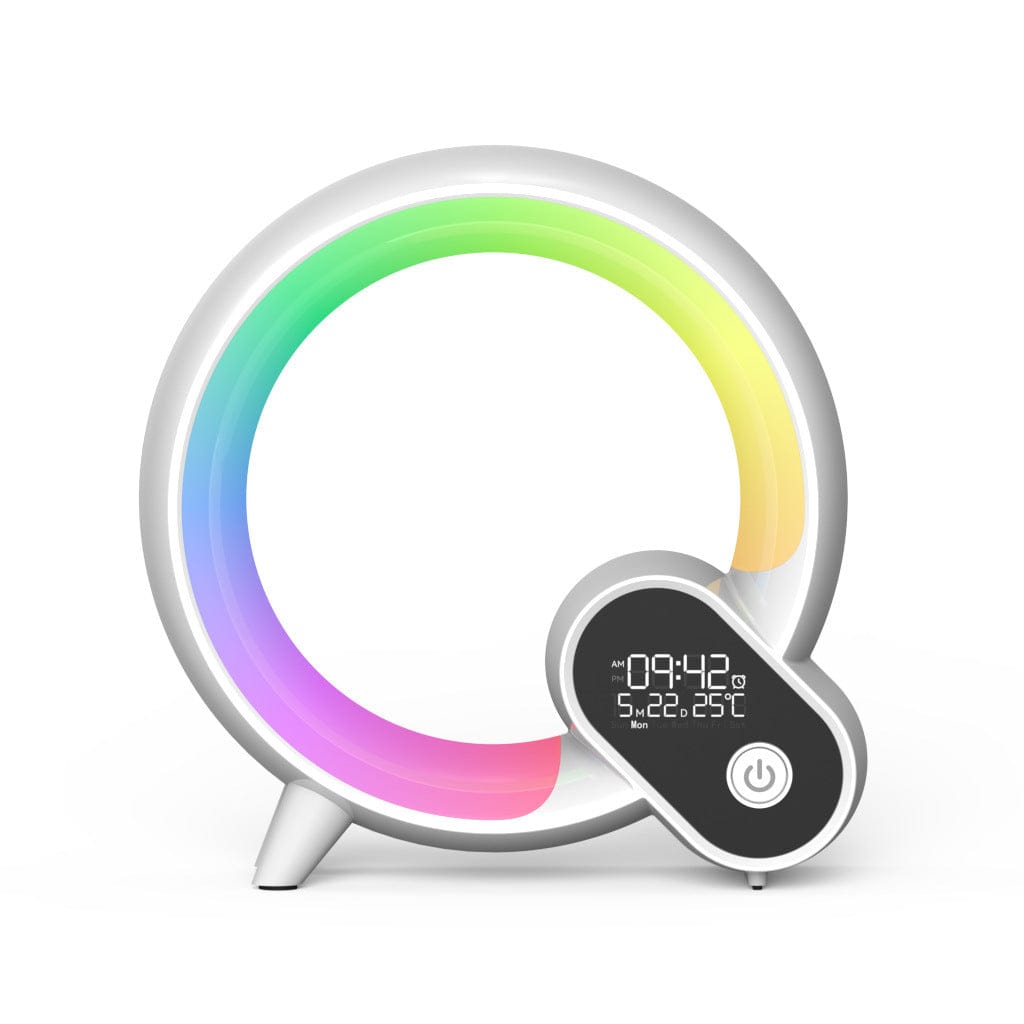 Creative Q Light Analog Sunrise Digital Display Alarm Clock Bluetooth Audio Intelligent Wake-up Q Colorful Atmosphere Light - A-1 Thread Vault