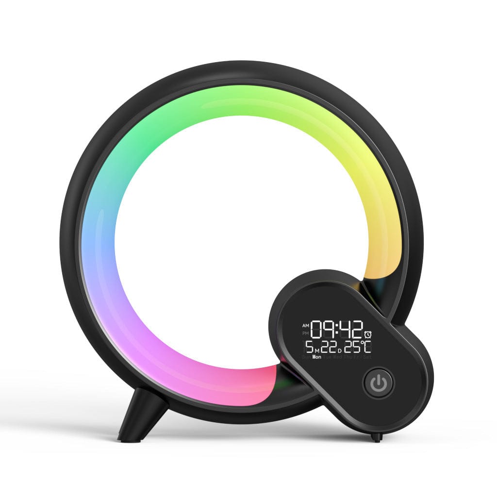 Creative Q Light Analog Sunrise Digital Display Alarm Clock Bluetooth Audio Intelligent Wake-up Q Colorful Atmosphere Light - A-1 Thread Vault