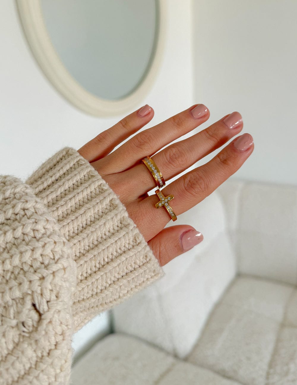 Cross Eternity Gem Ring Set - A-1 Thread Vault