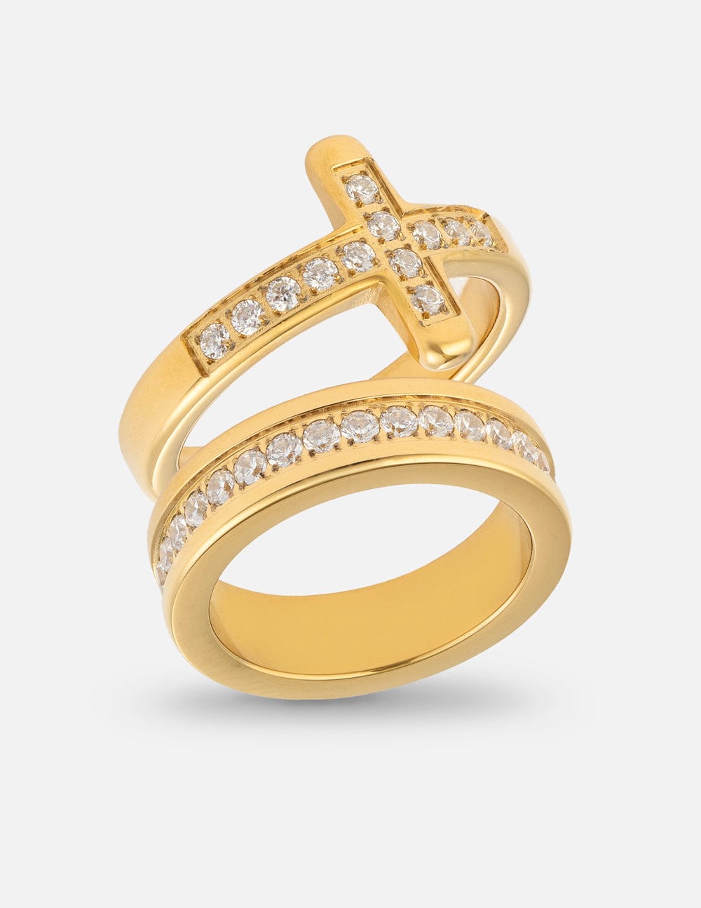 Cross Eternity Gem Ring Set - A-1 Thread Vault