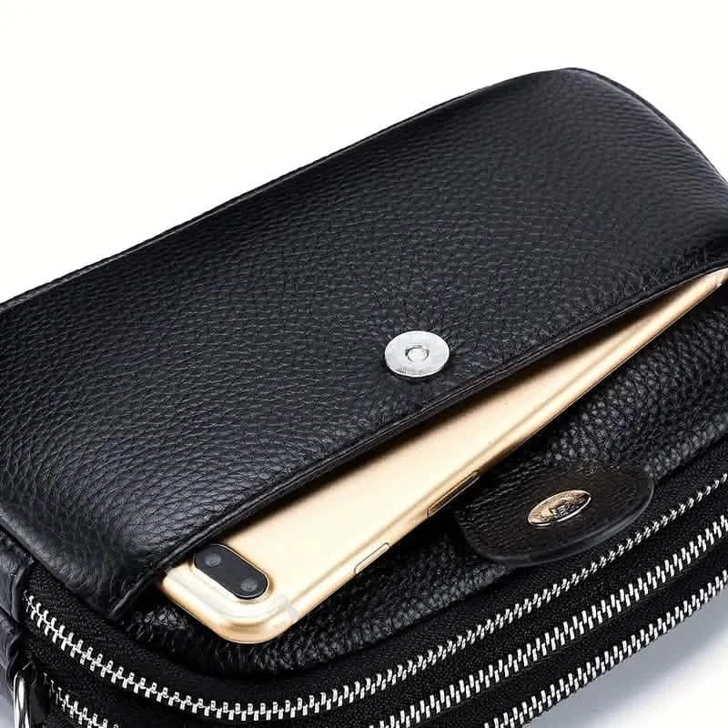 Crossbody Bags for Women Small Genuine Leather Shoulder Purse Cross Body Bag with Triple Top Zipper Adjustable Strap - A-1 Thread Vault