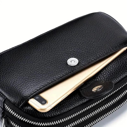 Crossbody Bags for Women Small Genuine Leather Shoulder Purse Cross Body Bag with Triple Top Zipper Adjustable Strap - A-1 Thread Vault