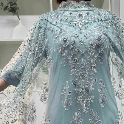 Crystal Beaded Cape Overlay Abaya Set (MA427) - A-1 Thread Vault