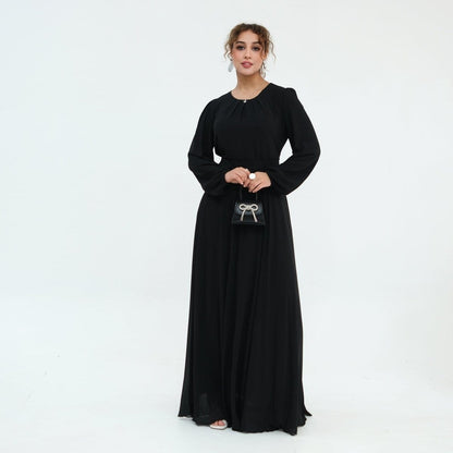 Crystal Embellished Cape Sleeve Chiffon Maxi Dress Set(MS461) - A-1 Thread Vault
