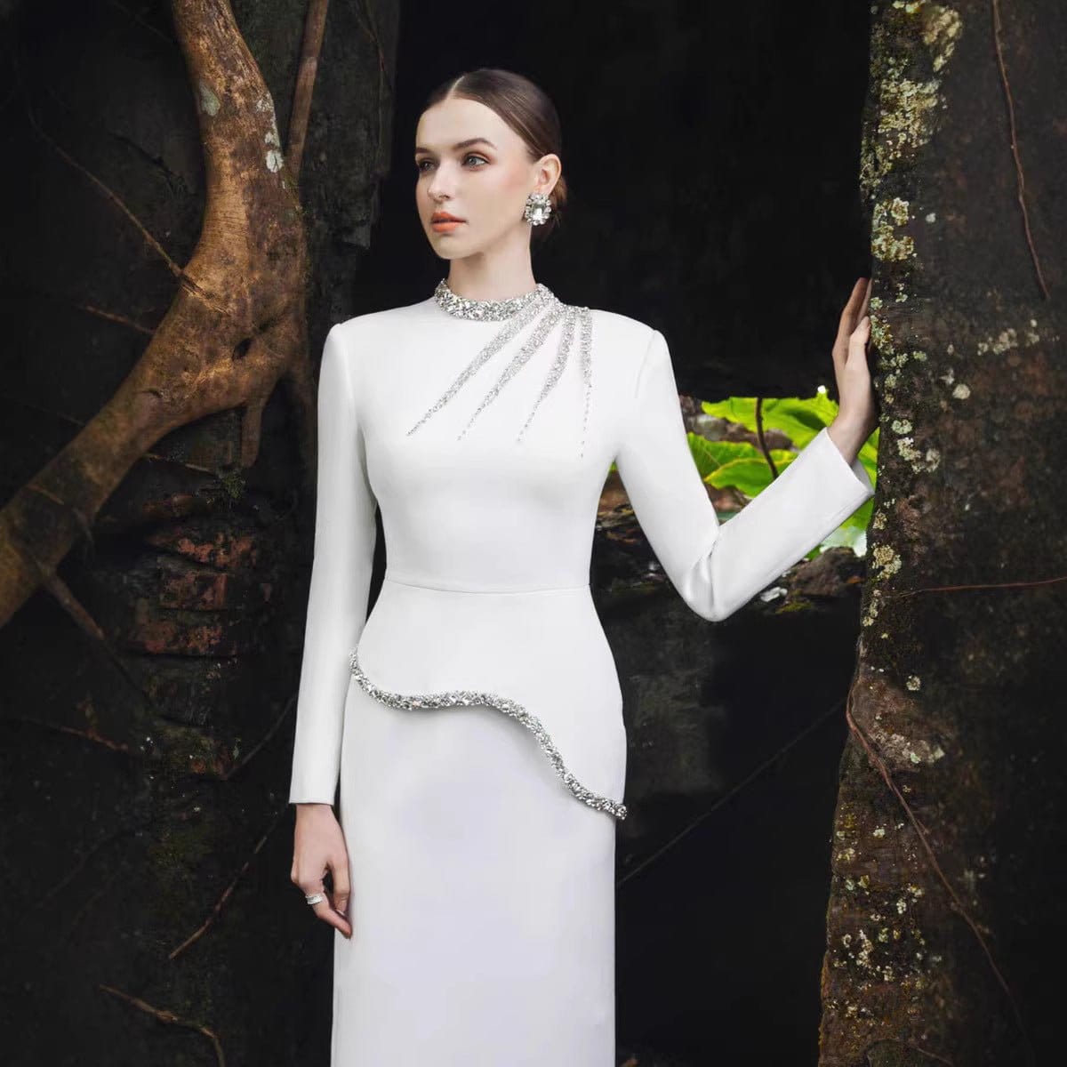 Crystal Embellished Evening Gown(MS313) - A-1 Thread Vault