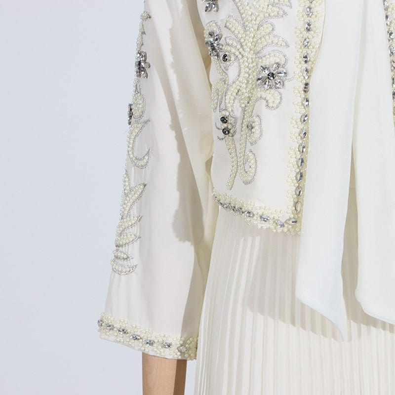 Crystal Embellished Jacket & Pleated Skirt Set(MS305) - A-1 Thread Vault
