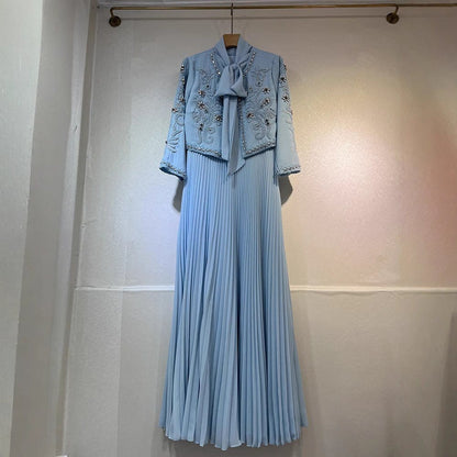 Crystal Embellished Jacket & Pleated Skirt Set(MS305) - A-1 Thread Vault