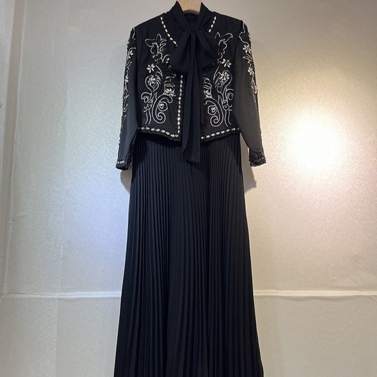 Crystal Embellished Jacket & Pleated Skirt Set(MS305) - A-1 Thread Vault