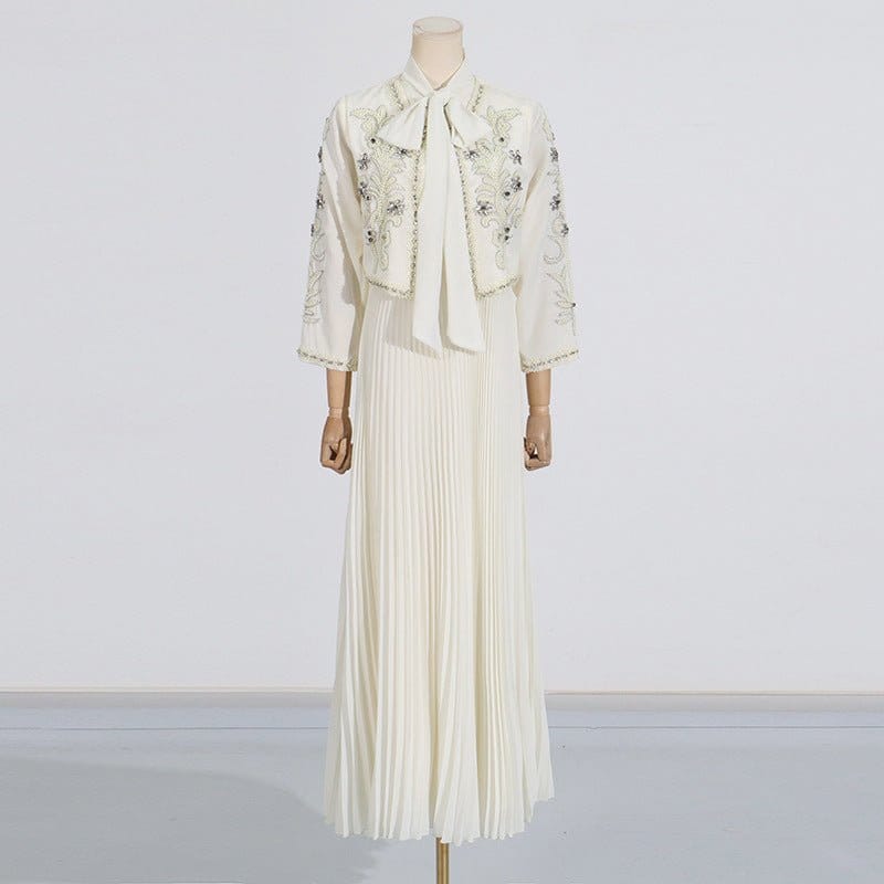 Crystal Embellished Jacket & Pleated Skirt Set(MS305) - A-1 Thread Vault