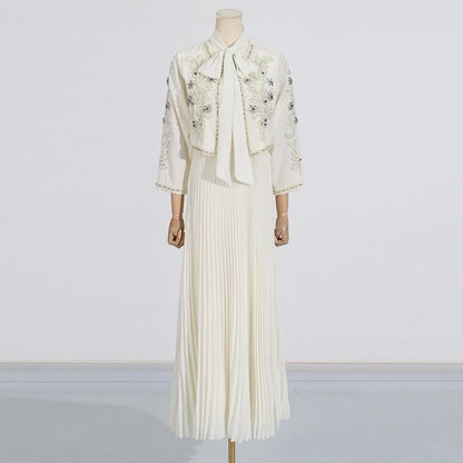 Crystal Embellished Jacket & Pleated Skirt Set(MS305) - A-1 Thread Vault