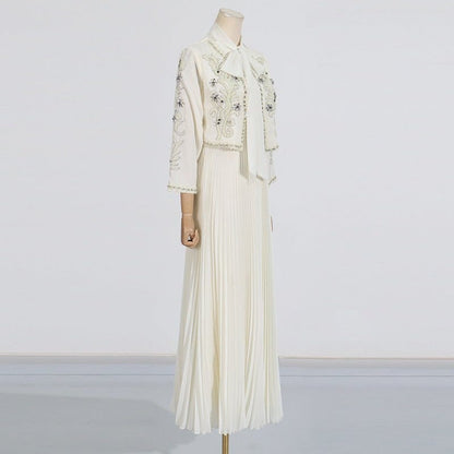Crystal Embellished Jacket & Pleated Skirt Set(MS305) - A-1 Thread Vault