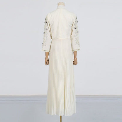 Crystal Embellished Jacket & Pleated Skirt Set(MS305) - A-1 Thread Vault
