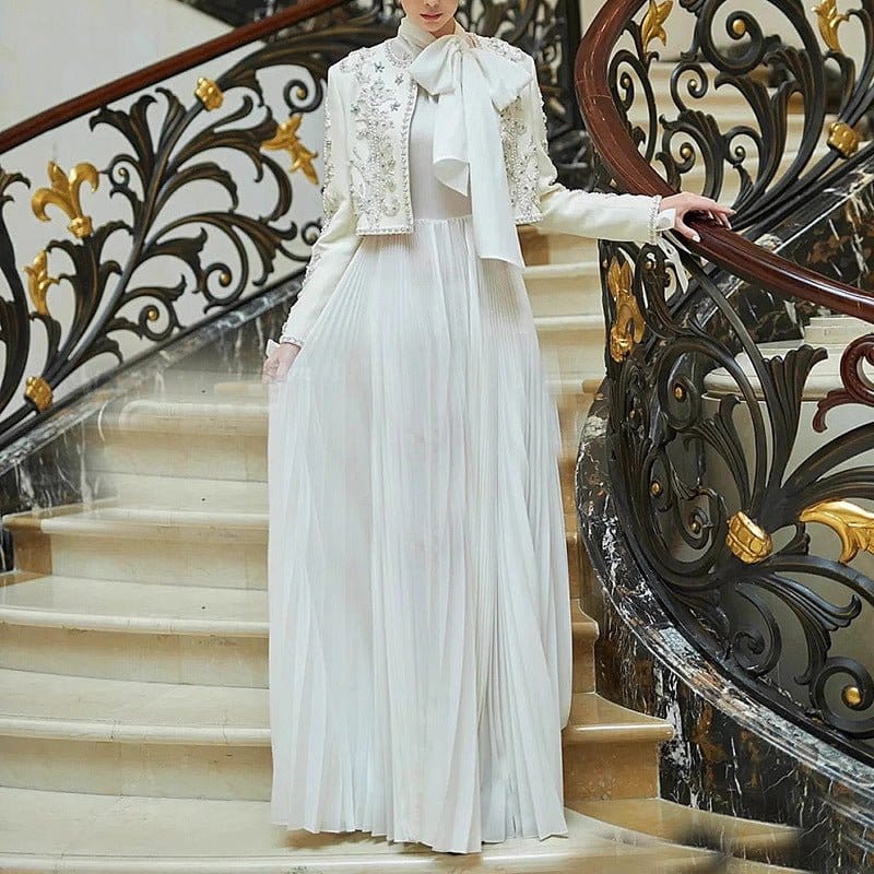 Crystal Embellished Jacket & Pleated Skirt Set(MS305) - A-1 Thread Vault