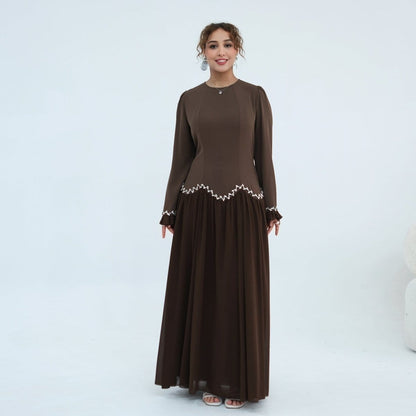 Crystal-Trim Ruffle Cuffs Maxi Dress(MS458) - A-1 Thread Vault