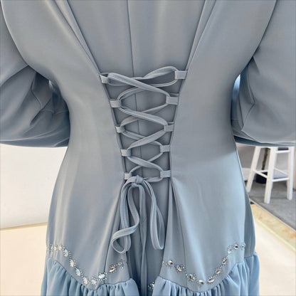 Crystal Waist Chain Dress with Ruffle Cuffs(MS306) - A-1 Thread Vault