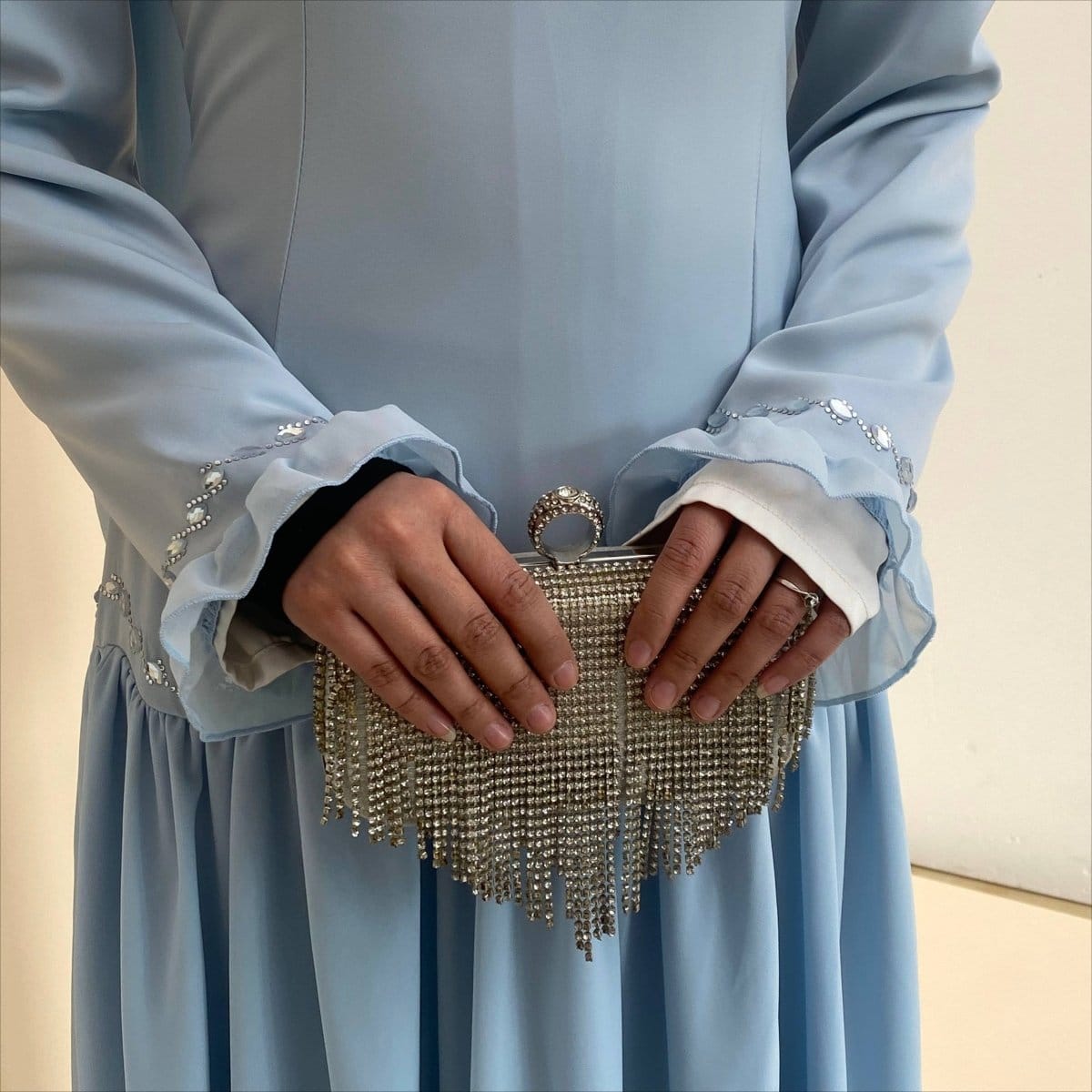 Crystal Waist Chain Dress with Ruffle Cuffs(MS306) - A-1 Thread Vault