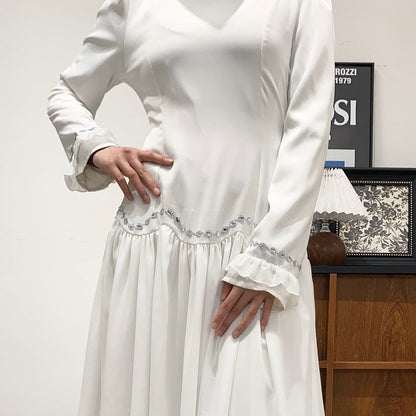 Crystal Waist Chain Dress with Ruffle Cuffs(MS306) - A-1 Thread Vault