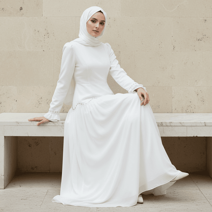 Crystal Waist Chain Dress with Ruffle Cuffs(MS306) - A-1 Thread Vault