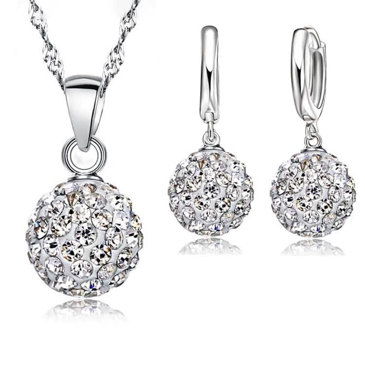 Crystalline Solid Silver Woman Jewelry Disco Ball Set - A-1 Thread Vault
